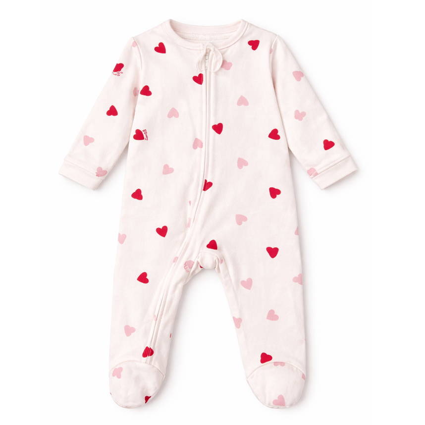 Macacão Longo Bebê Kiko Baby Estampa Corações Em Suedine