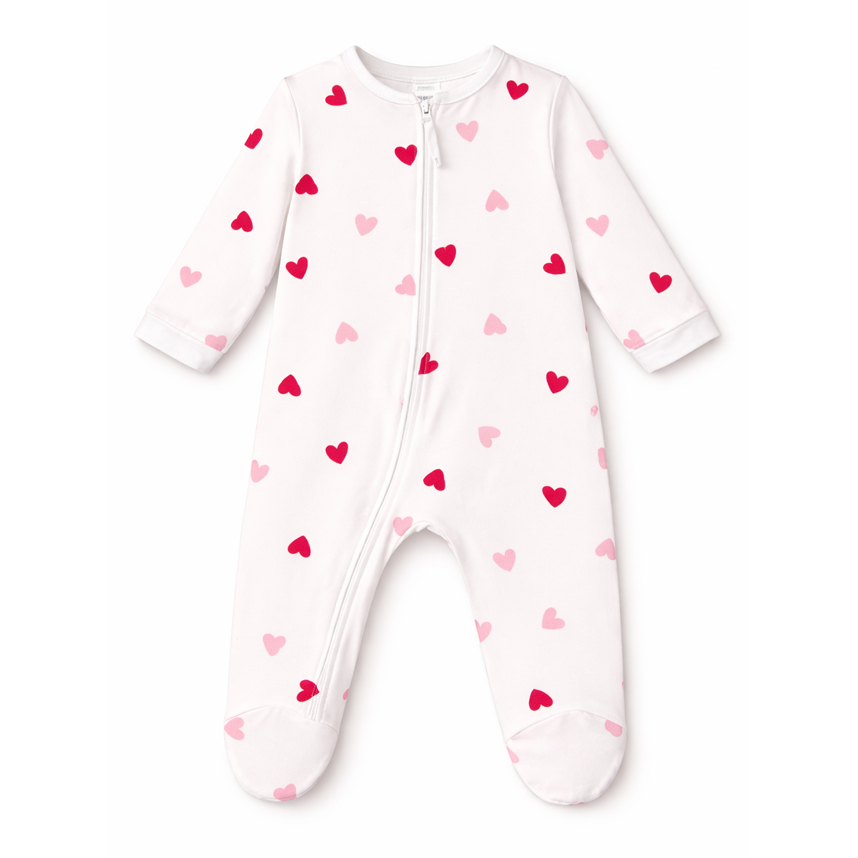 Macacão Longo Bebê Kiko Baby Estampa Corações Em Suedine