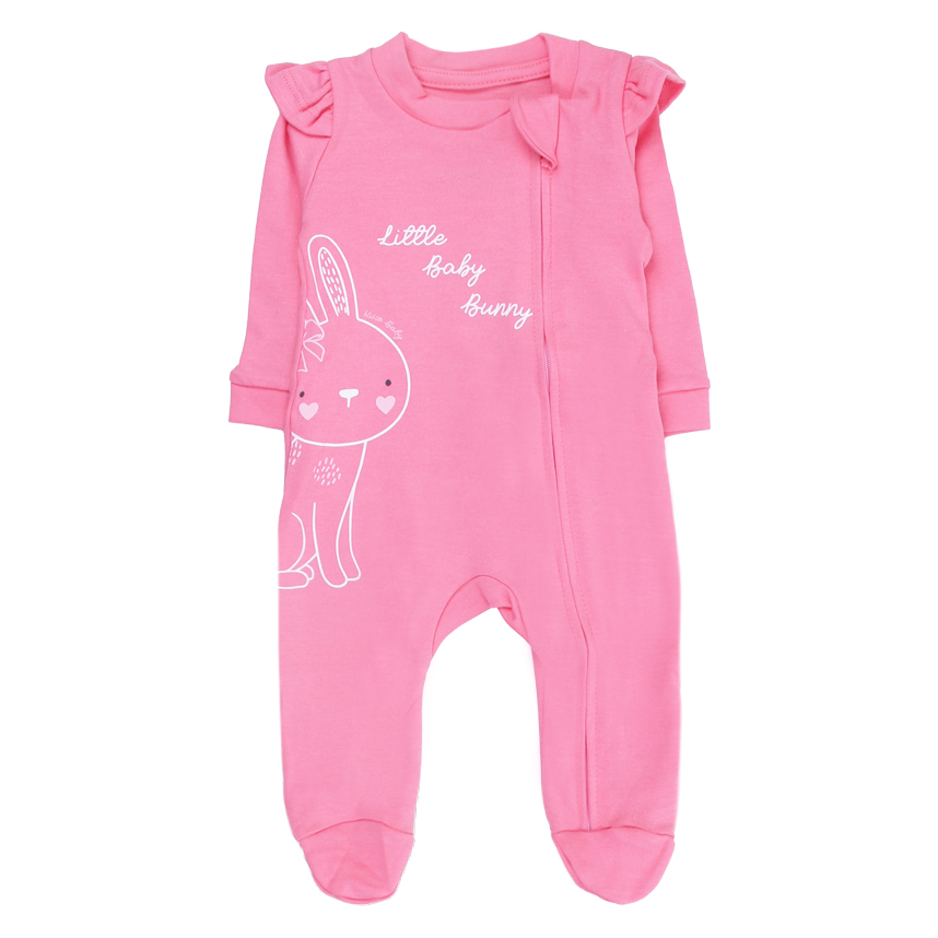 Macacão Longo Bebê Kiko Baby Estampa Coelho Em Suedine