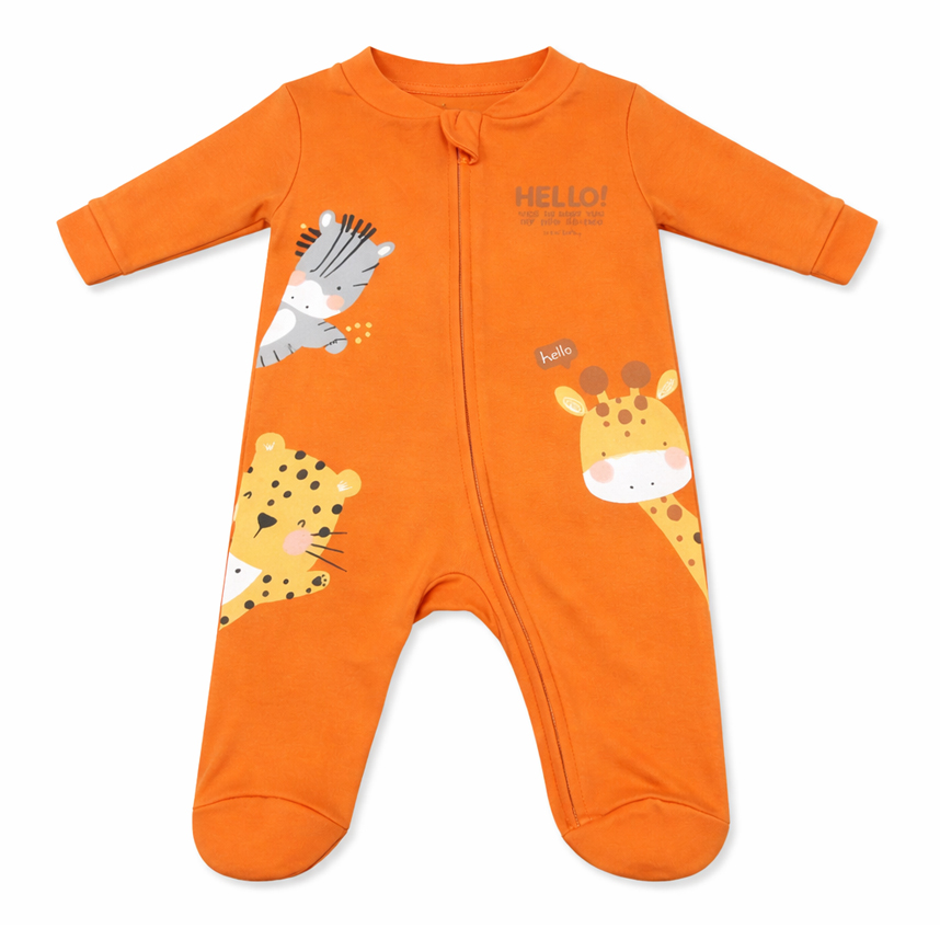 Macacão Longo Bebê Kiko Baby Estampa Safari Em Suedine