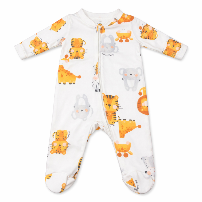 Macacão Longo Bebê Kiko Baby Estampa Safari Em Suedine