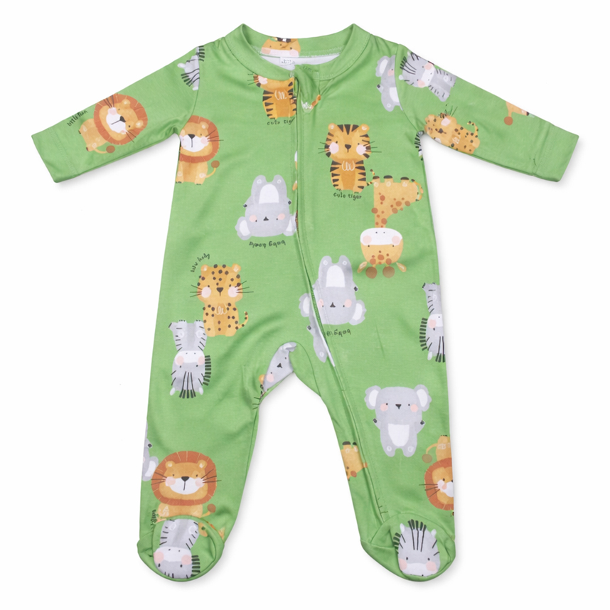 Macacão Longo Bebê Kiko Baby Estampa Safari Em Suedine