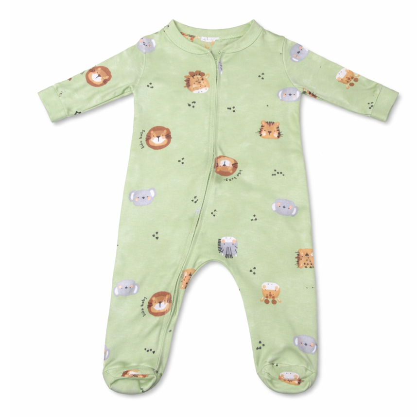 Macacão Longo Bebê Kiko Baby Estampa Safari Em Suedine