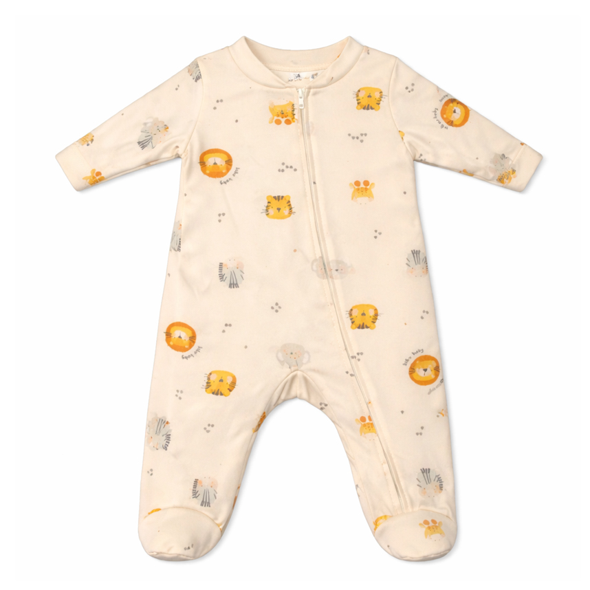 Macacão Longo Bebê Kiko Baby Estampa Safari Em Suedine