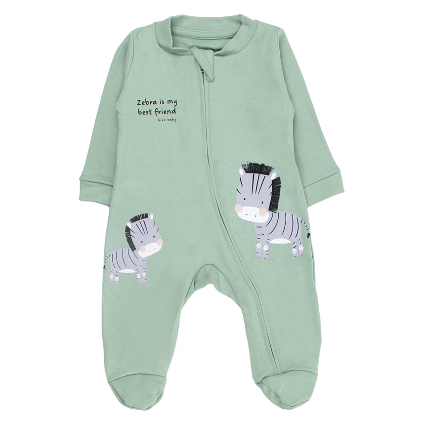 Macacão Longo Bebê Kiko Baby Estampa Zebra Em Suedine