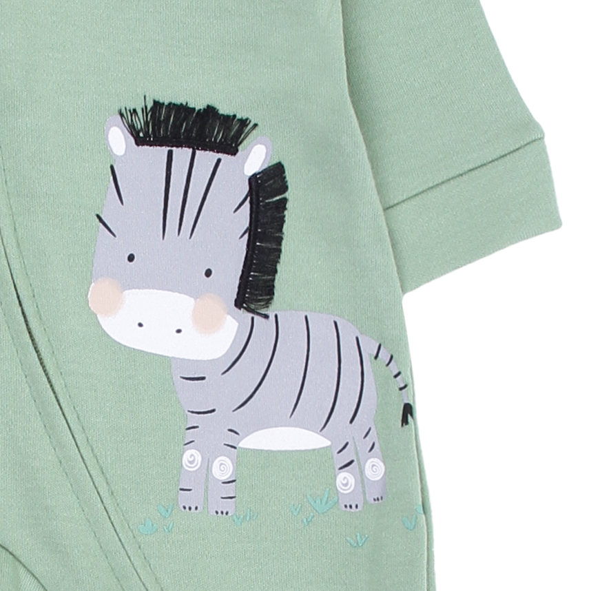 Macacão Longo Bebê Kiko Baby Estampa Zebra Em Suedine Macacão Longo Bebê Kiko Baby Estampa Zebra Em Suedine