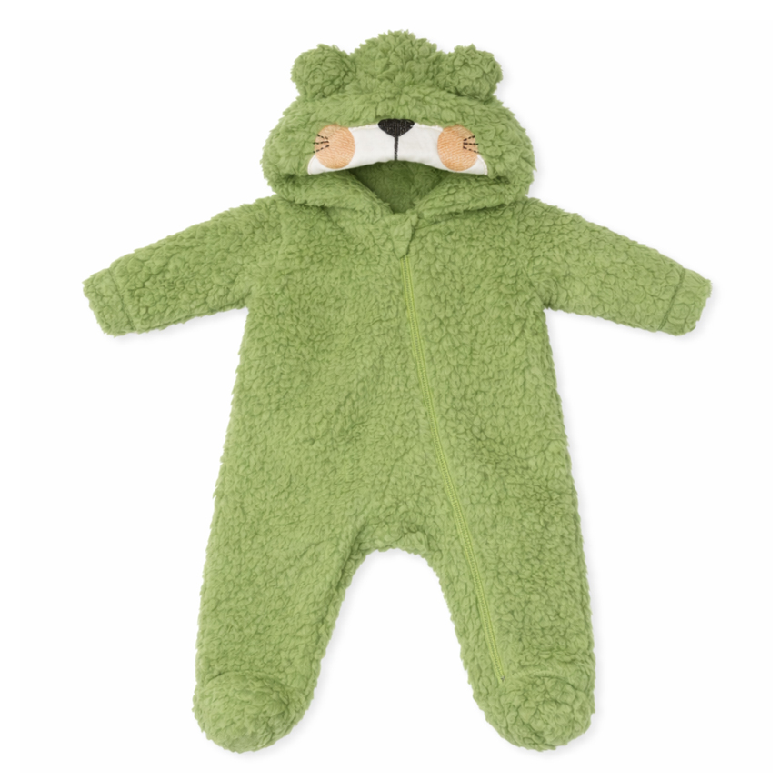 Macacão Longo Bebê Kiko Baby Sherpa Com Capuz Bordado Urso