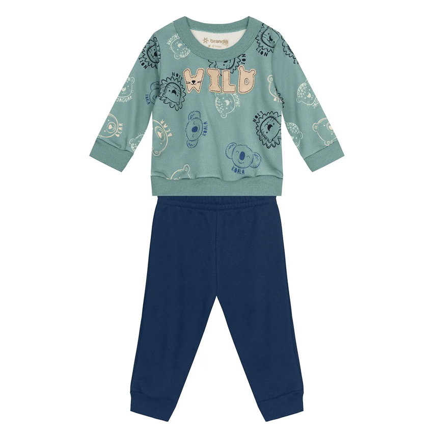 Conjunto Bebê Brandili Blusão Estampa Ursos E Calça Jogger