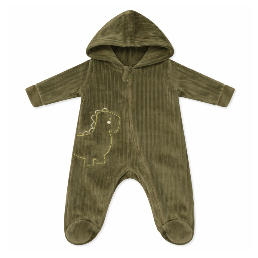 Macação Longo Bebê Kiko Baby Fleece Dino Com Capuz