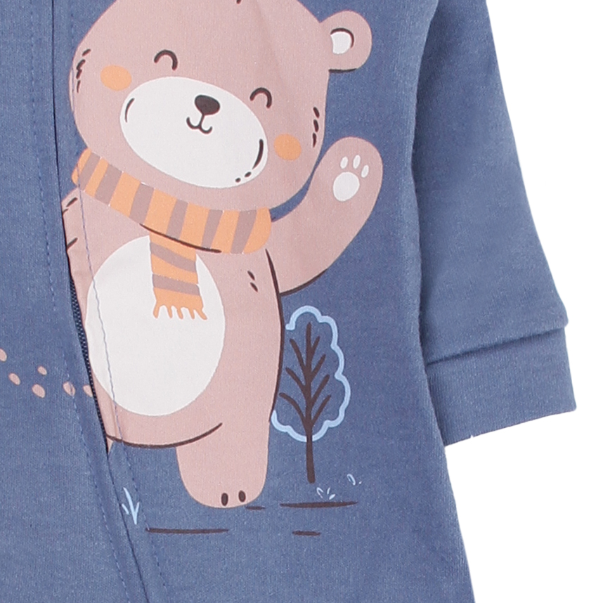 Macacão Longo Bebê Kiko Baby Em Suedine Estampa Urso Macacão Longo Bebê Kiko Baby Em Suedine Estampa Urso