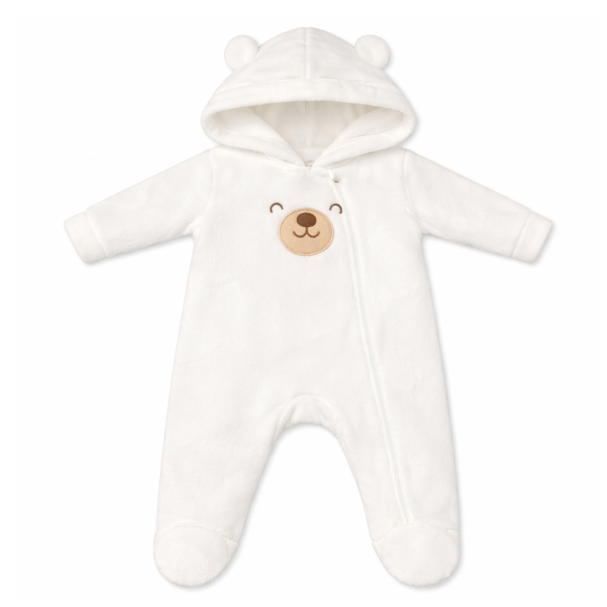 Macacão Longo Bebê Kiko Baby Pelo Fleece Bordado Urso