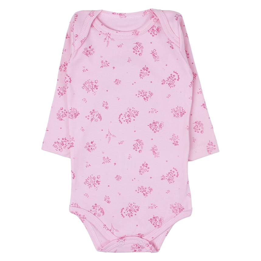 Macacão Longo E Body Bebê Kiko Baby Estampa Flor 2 Peças