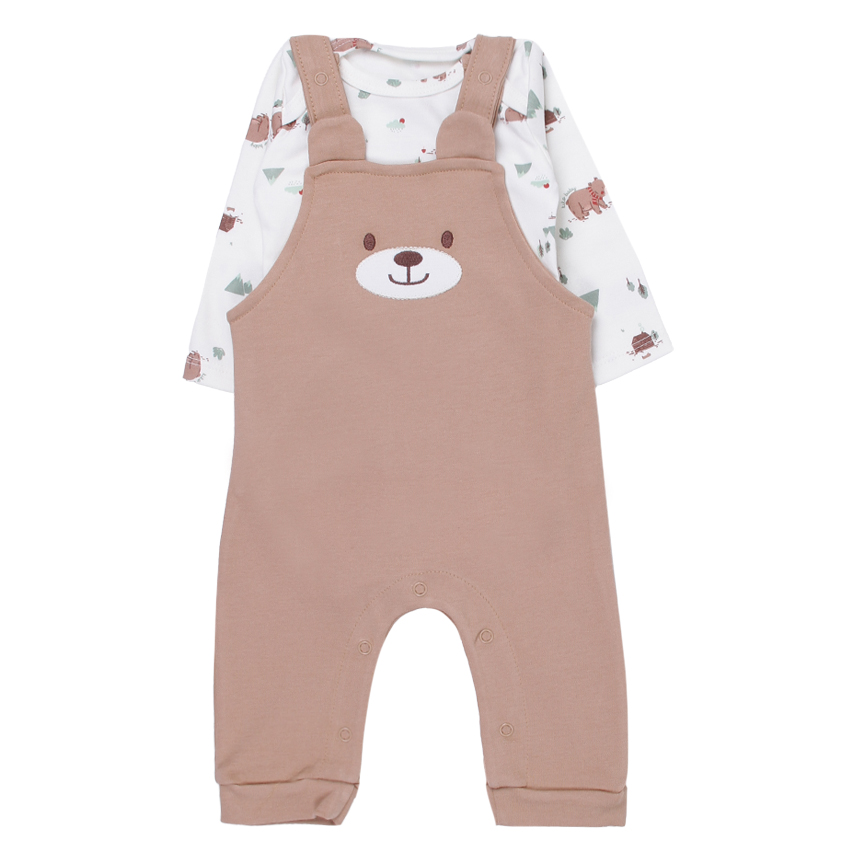 Macacão Longo Bebê Kiko Baby Com Body Estampa Urso