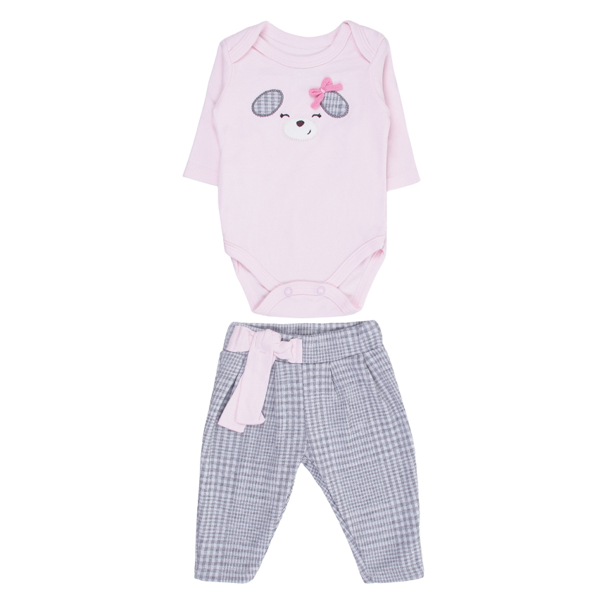 Conjunto Bebê Iaze Body Manga Longa Cachorrinha e Calça
