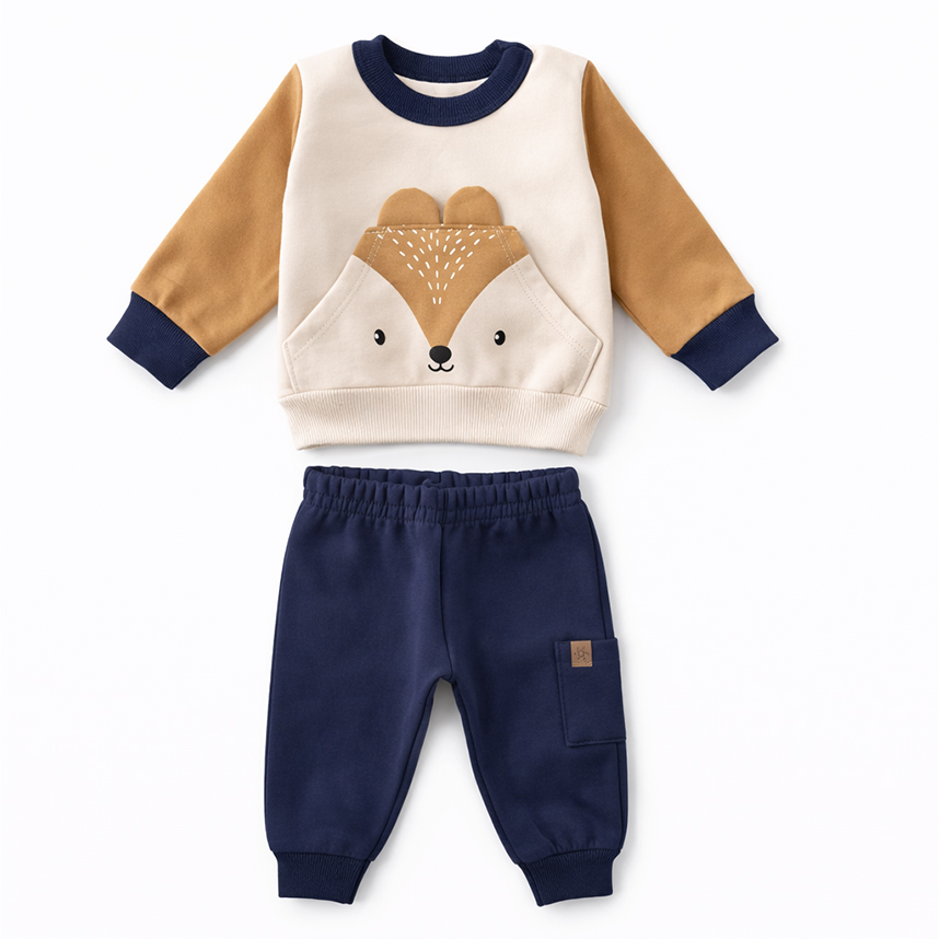 Conjunto Bebê Brandili Blusão Aplique Interativo E Calça