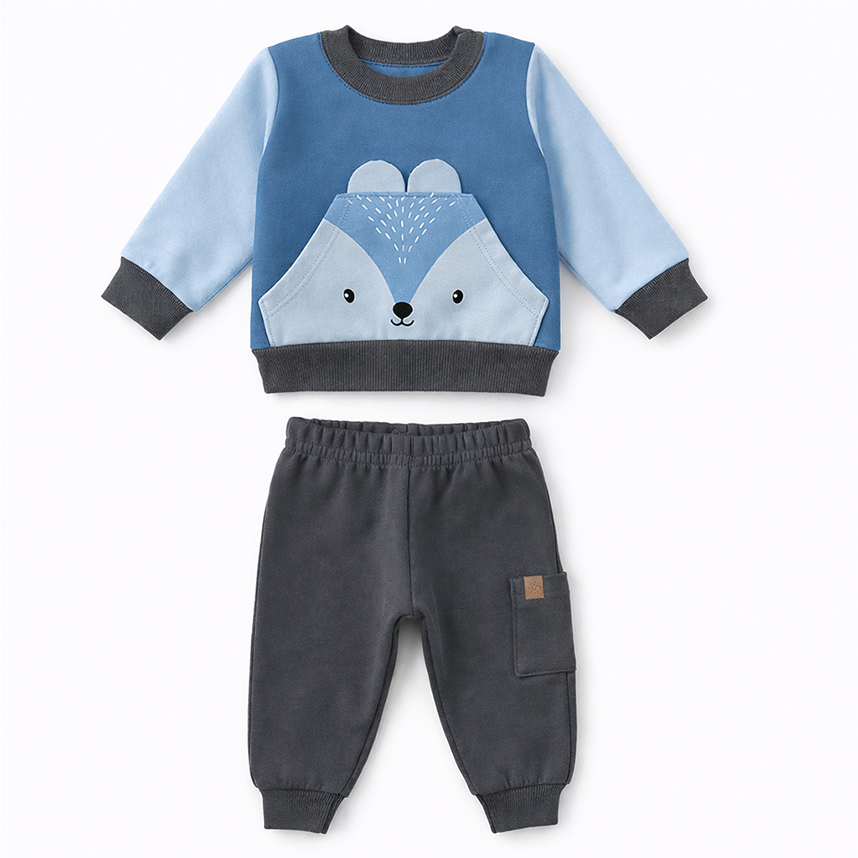 Conjunto Bebê Brandili Blusão Aplique Interativo E Calça