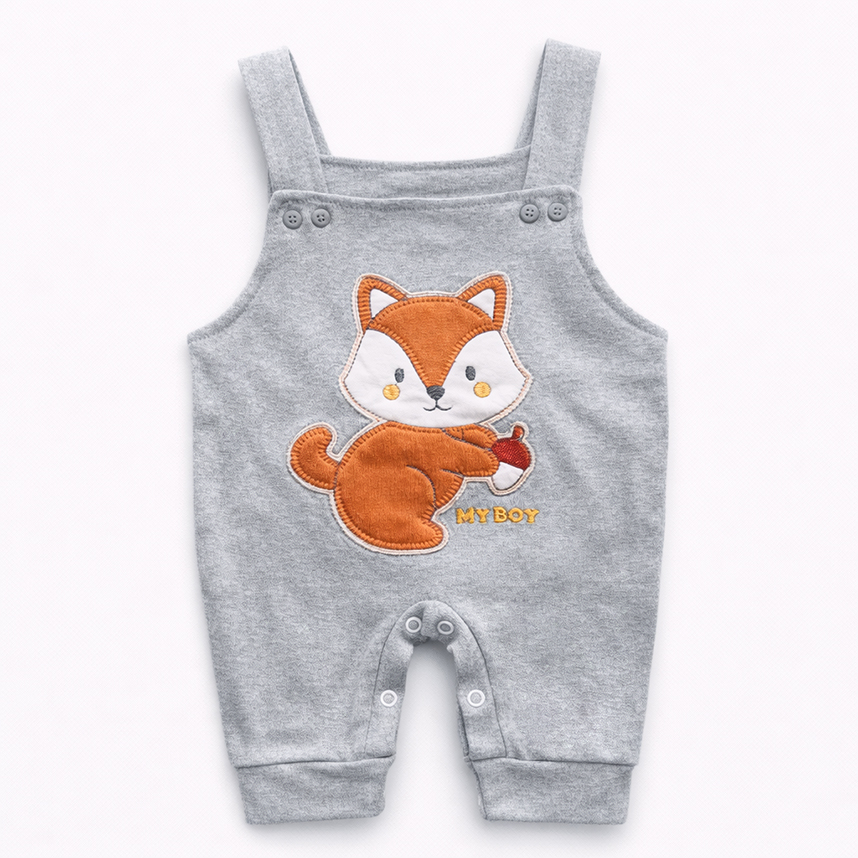 Macacão Jardineira Bebê Petutinha Bordado Esquilo 2 Peças