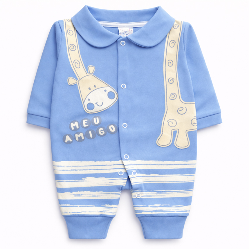 Macacão Longo Bebê Petutinha Estampa Meu Amigo Girafa