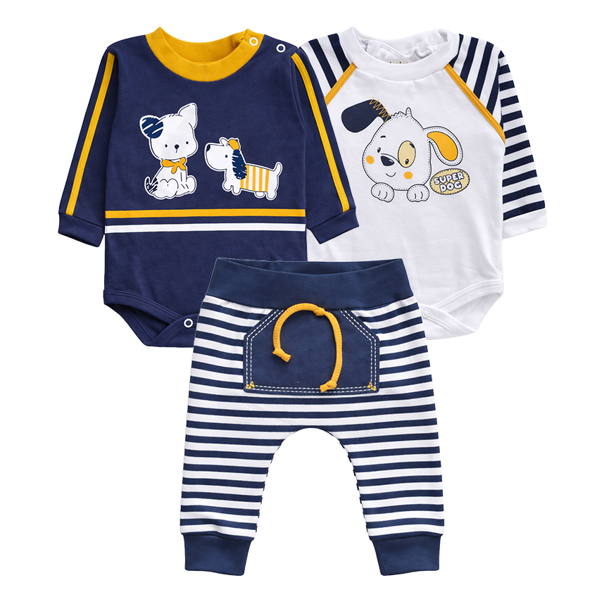 Conjunto Bebê Petutinha Body Cachorro Gato E Calça 3 Peças