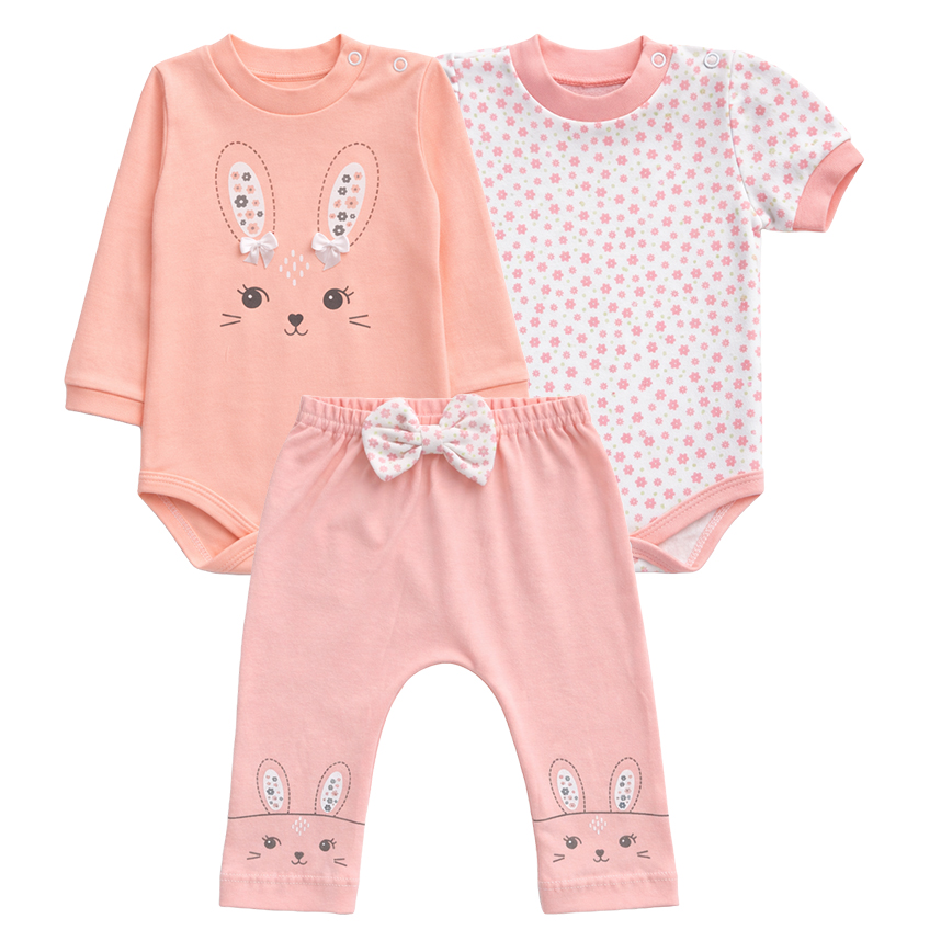 Conjunto Bebê Petutinha Body Coelho Poá E Calça 3 Peças