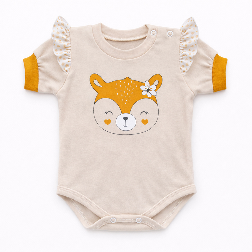 Conjunto Bebê Petutinha Body Babado Urso E Calça 3 Peças