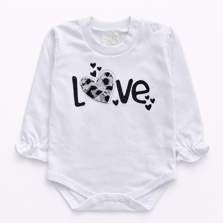 Conjunto Bebê Kiko Baby Estampa Coração 3 Peças