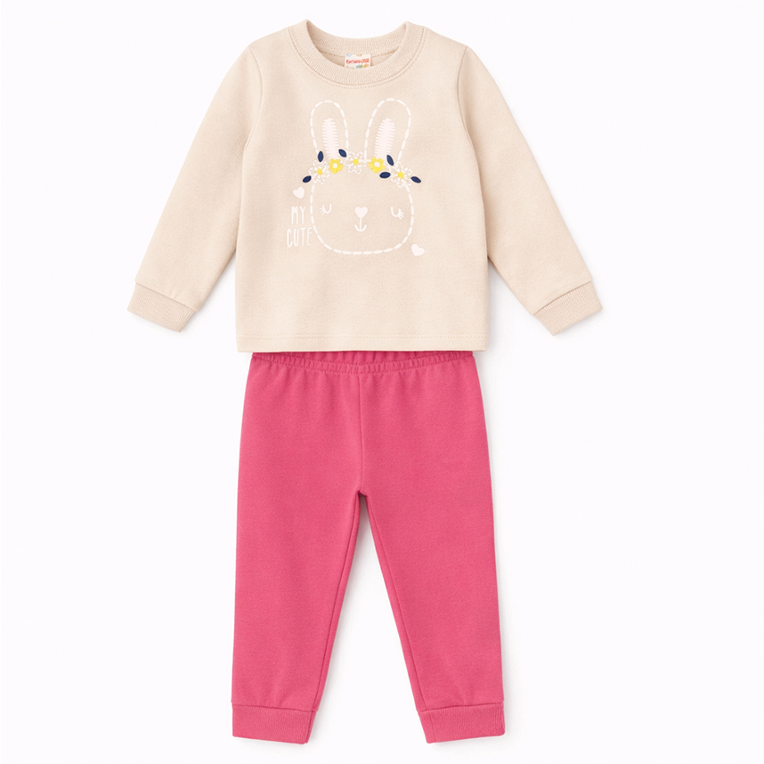 Conjunto Bebê Brandili Blusão Estampa Coelho E Calça Jogger