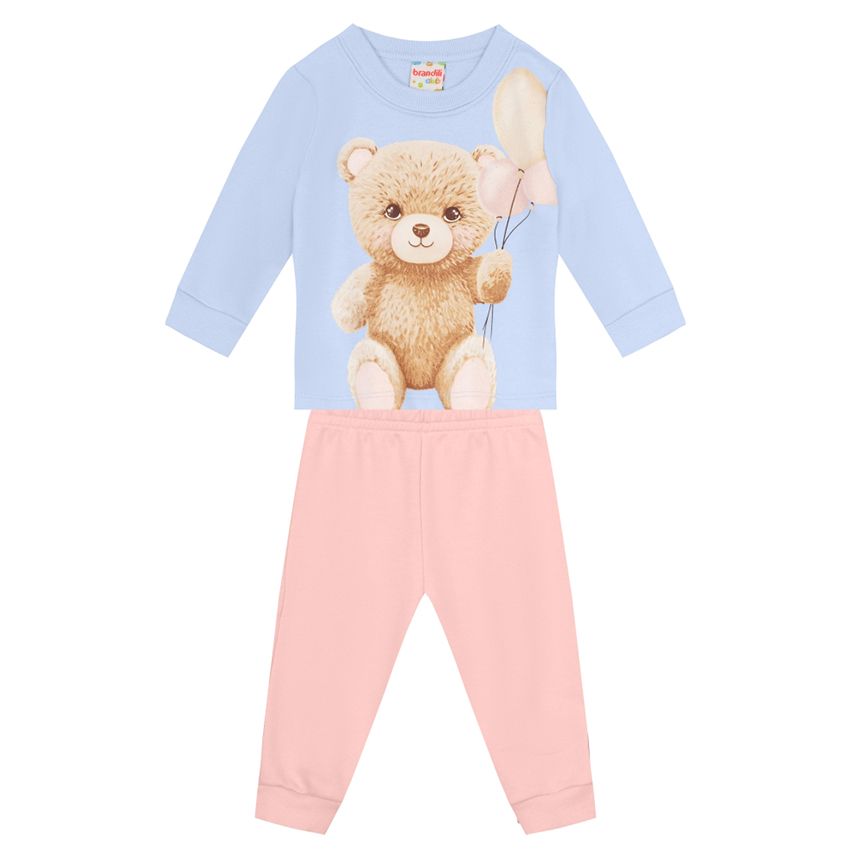 Conjunto Bebê Brandili Blusão Estampa Urso E Calça jogger