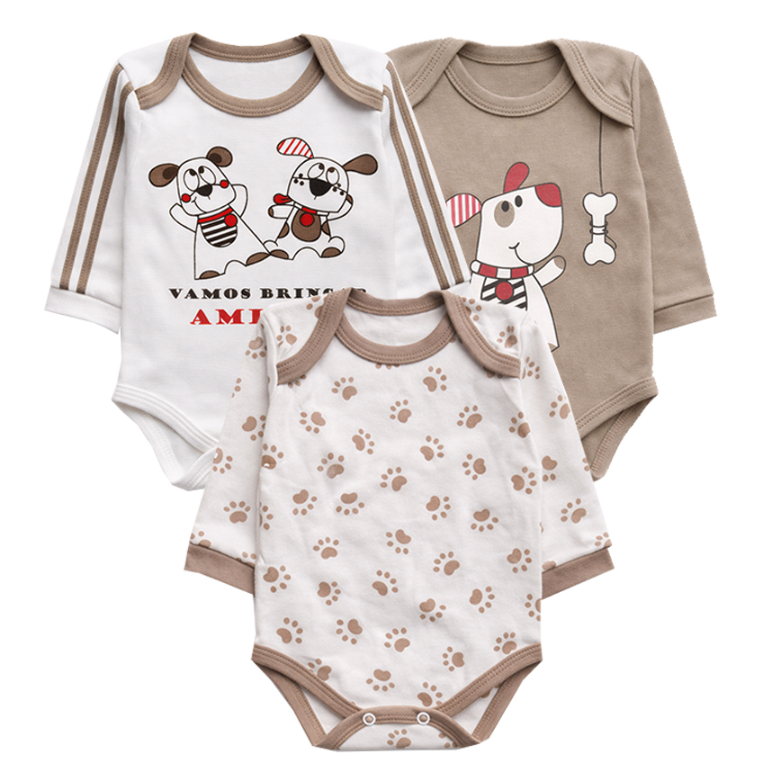 Kit Body Bebê Petutinha Manga Longa Estampa Cachorro 3 Peças