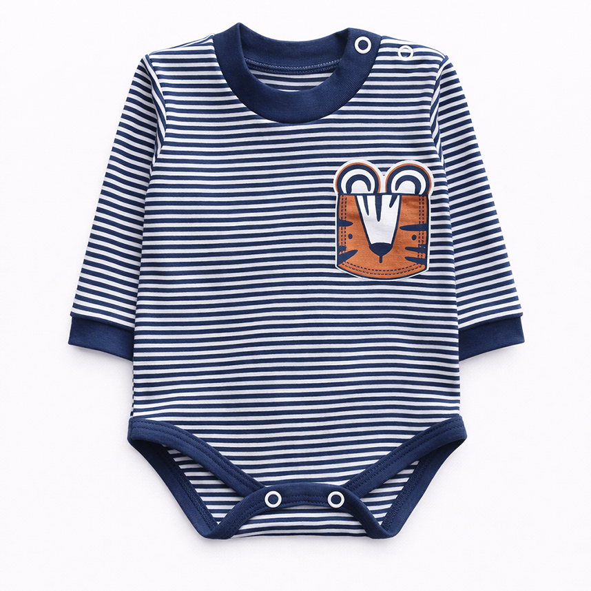 Kit Body Bebê Petutinha Estampa Tigre 3 Peças