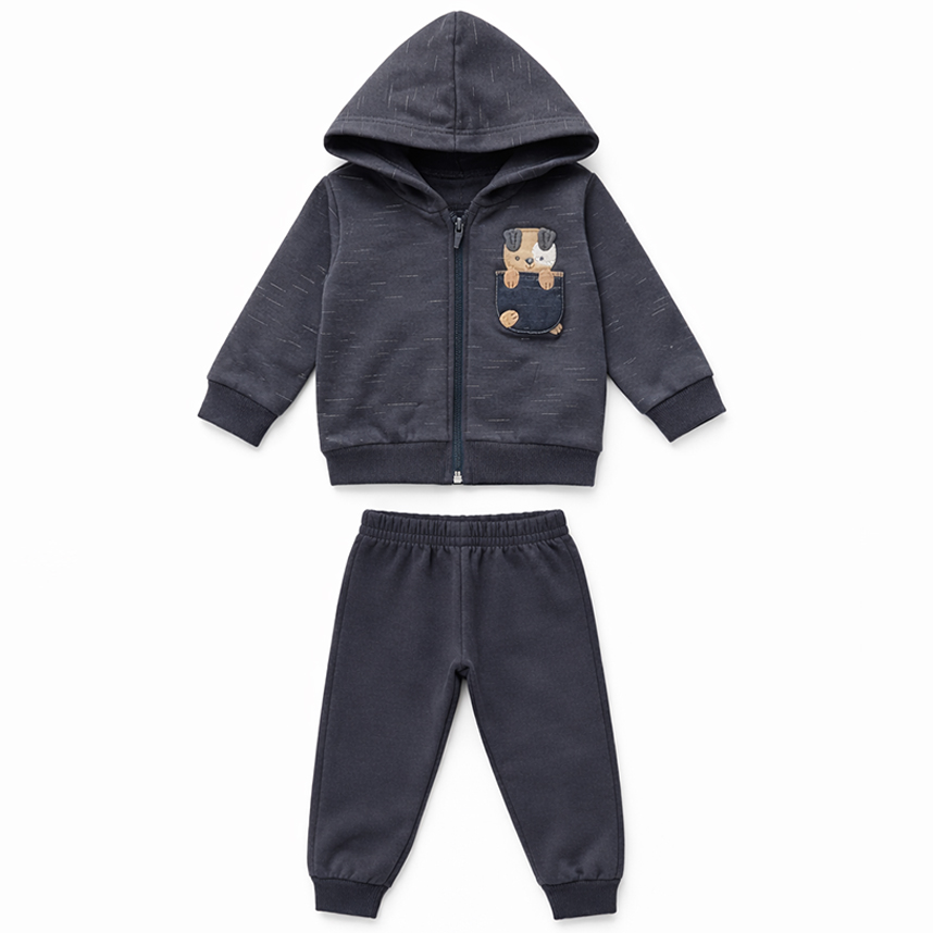 Conjunto Bebê Brandili Jaqueta com Zíper e Calça Jogger