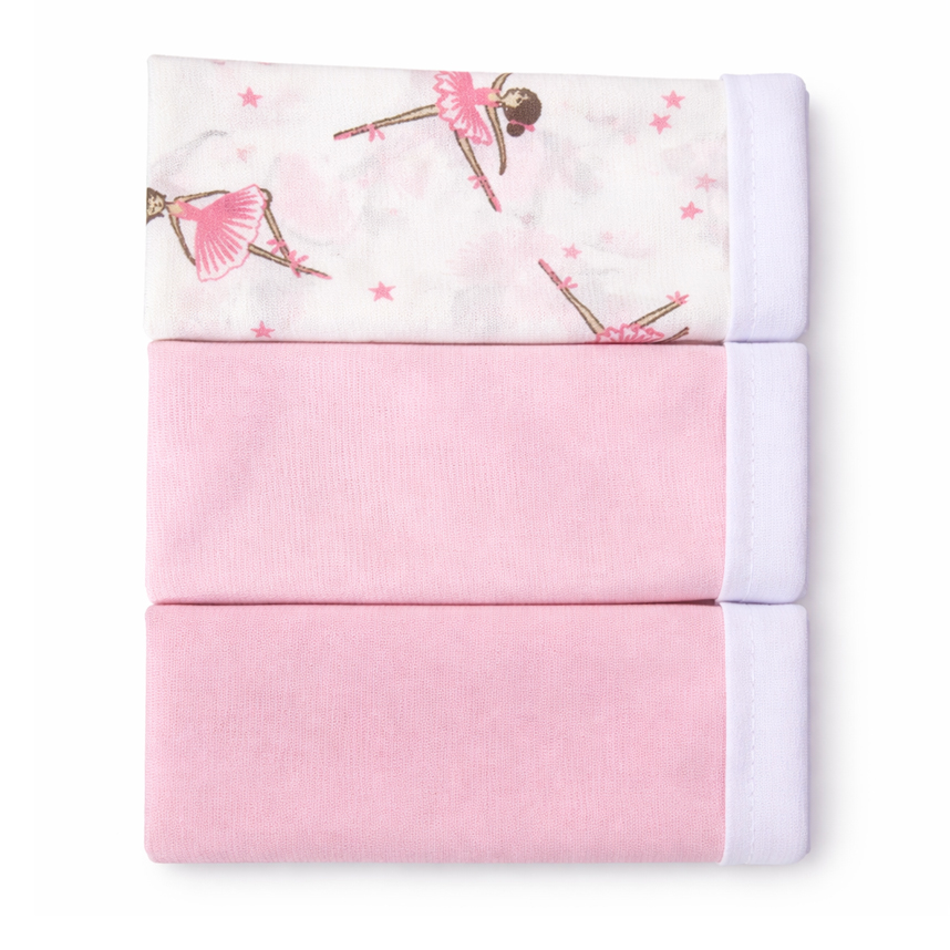 Kit Pano De Boca Bebê Estampa Bailarina 3 Peças