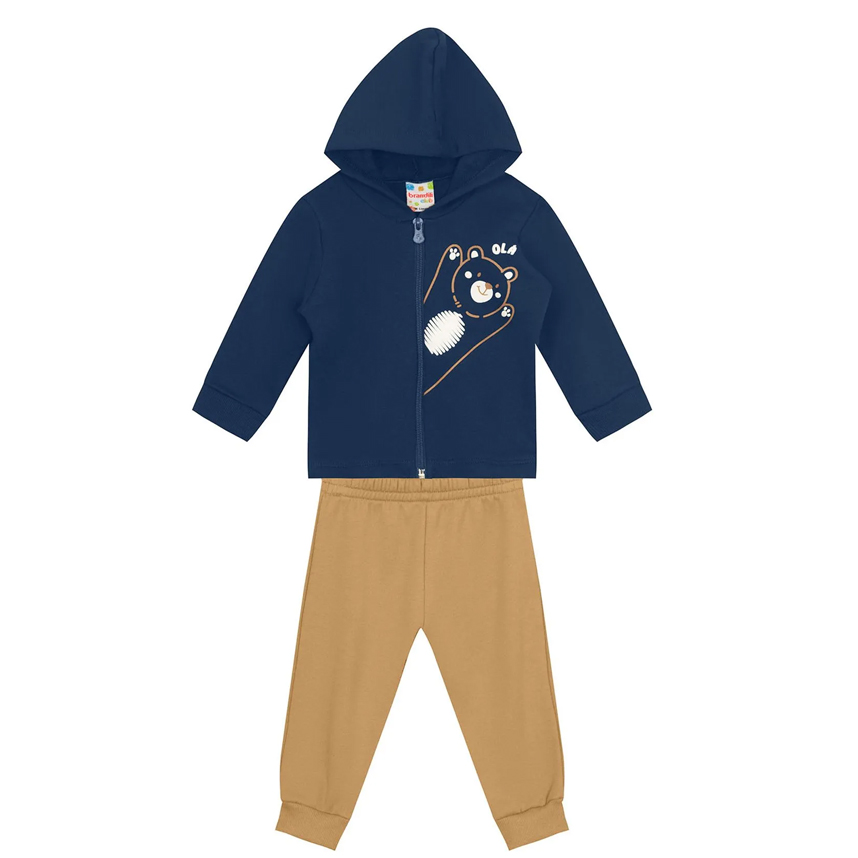 Conjunto Bebê Brandili Jaqueta  E Calça Jogger Moletom