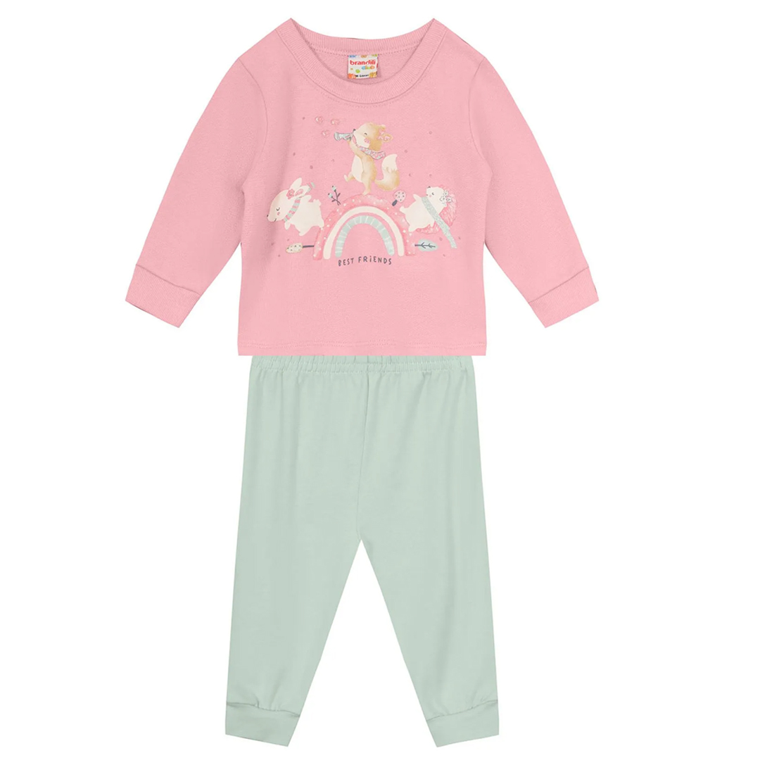 Conjunto Bebê Brandili Blusão Estampa Esquilo E Calça Jogger