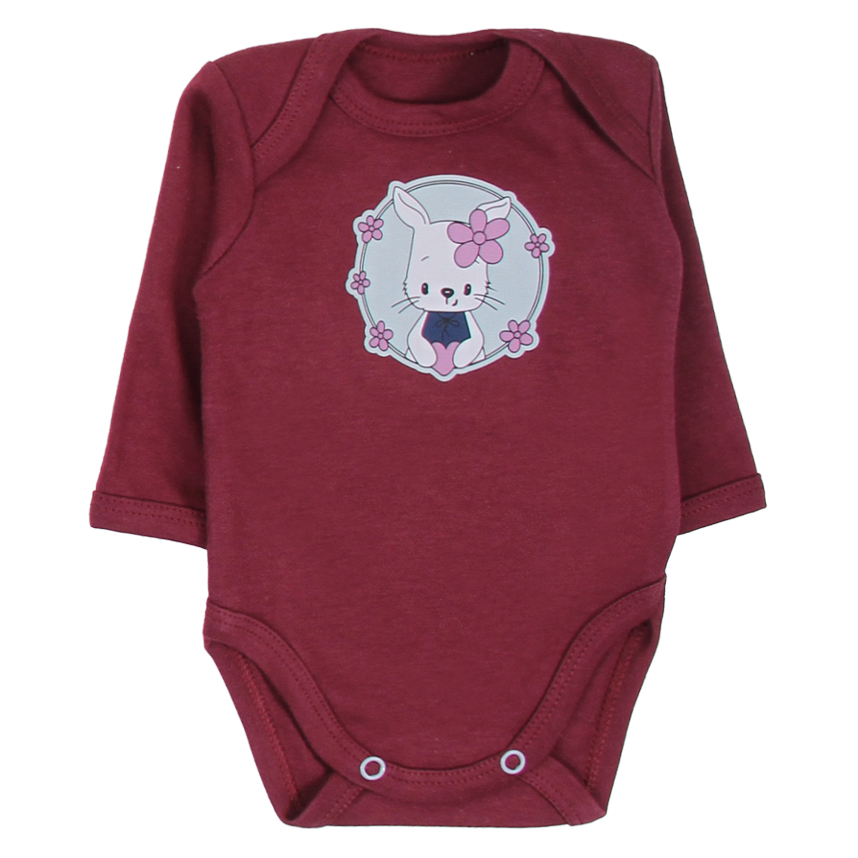 Kit Body Bebê Best Club Manga Longa Estampa Coelha 3 Peças