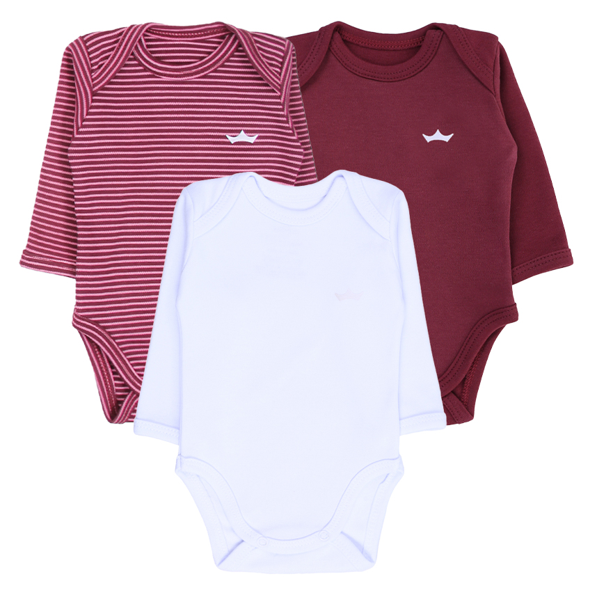 Kit Body Best Club Menina Manga Longa Suedine Fio 40 3 Peças