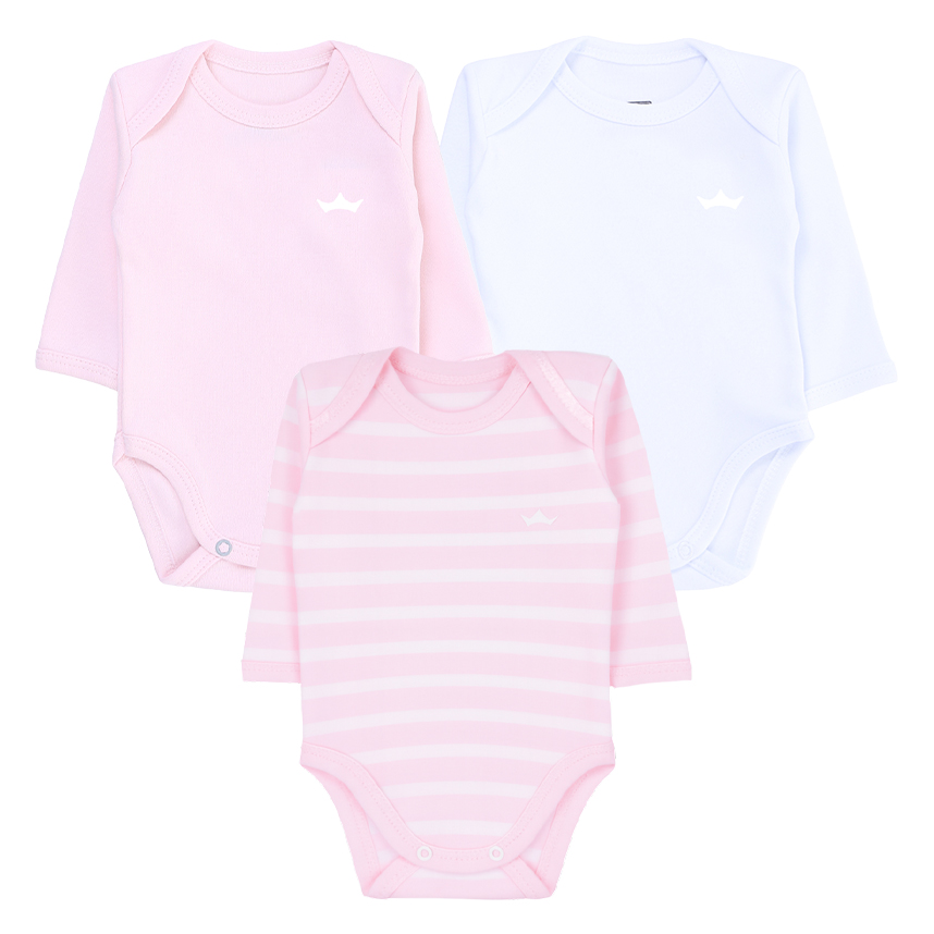 Kit Body Best Club Menina Manga Longa Suedine Fio 40 3 Peças