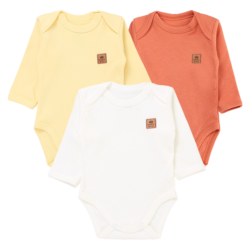 Kit Body Bebê Baby Best Unissex Manga Longa Pima 3 Peças