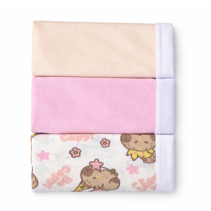 Kit Pano De Boca Bebê Estampa Capivara 3 Peças