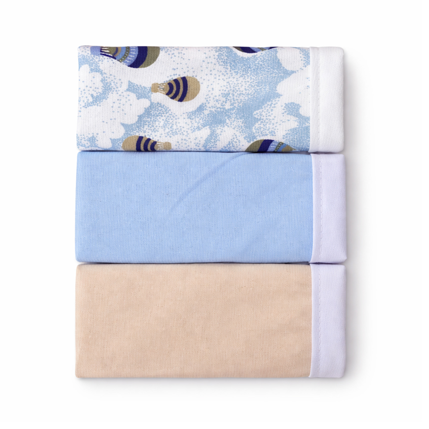 Kit Pano De Boca Bebê Estampa Balão 3 Peças