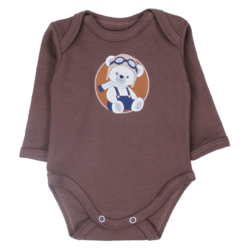 Kit Body Bebê Best Club Unissex Manga Longa Suedine 3 Peças