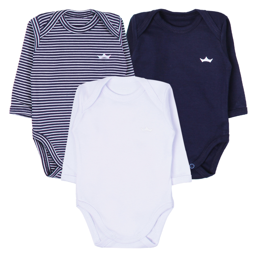 Kit Body Best Club Menino Manga Longa Suedine Fio 40 3 Peças