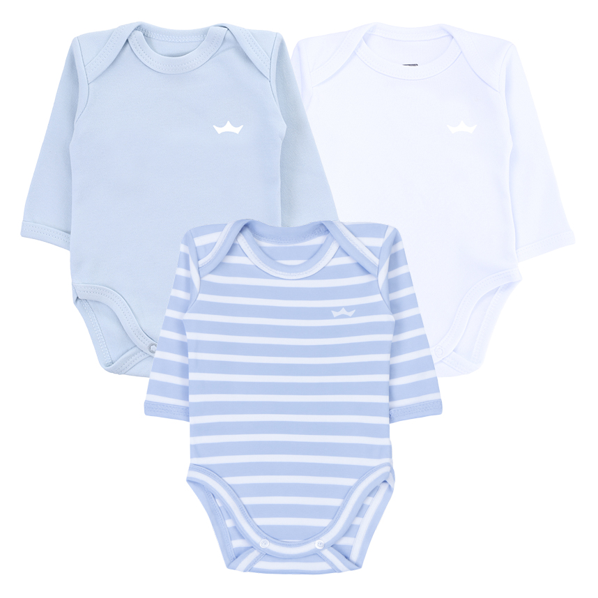 Kit Body Best Club Menino Manga Longa Suedine Fio 40 3 Peças