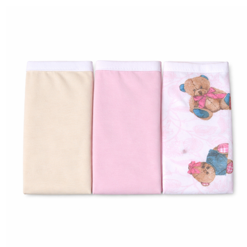 Kit Fronha Para Bebê Meninas Estampa Urso 3 Peças