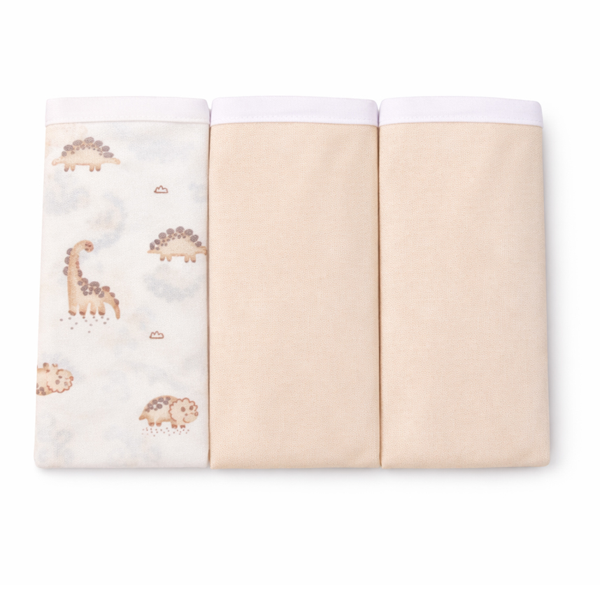 Kit Fronha Para Bebê Estampa Dinossauro 3 Peças