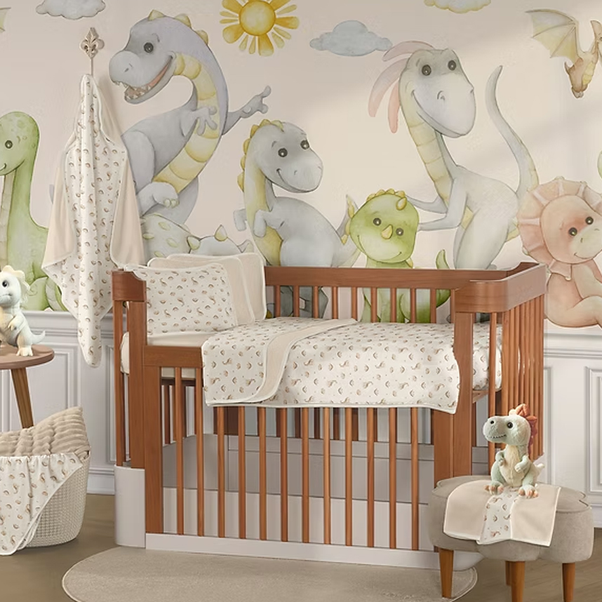 Jogo De Lençol Berço Sul Brasil Estampa Dinossauro 2 Peças