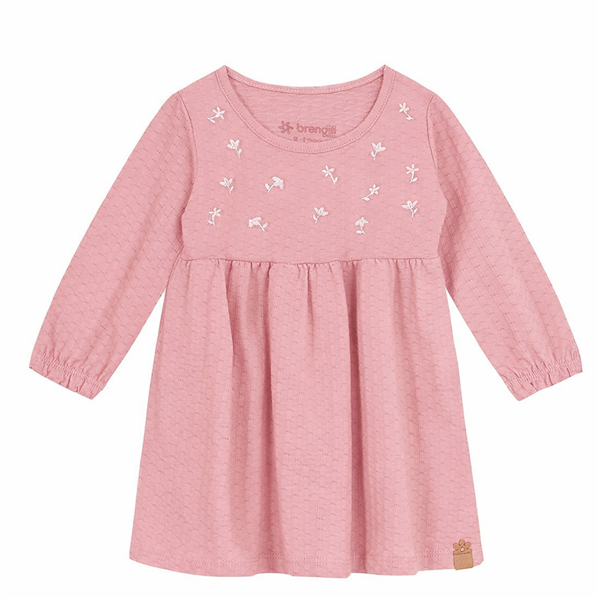 Vestido Bebê Brandili Manga Longa Cotton Texturizado Bordado
