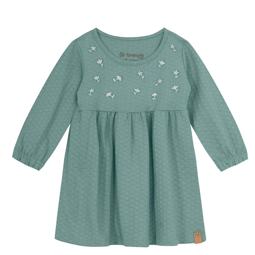 Vestido Bebê Brandili Manga Longa Cotton Texturizado Bordado Vestido Bebê Brandili Manga Longa Cotton Texturizado Bordado