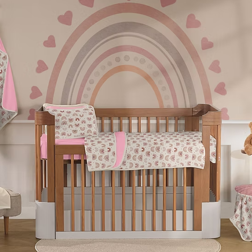 Jogo De Lençol Berço Sul Brasil Estampa Arco Íris 3 Peças