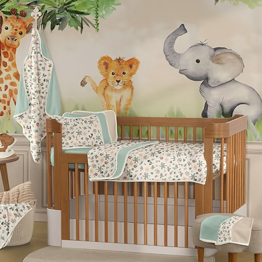 Jogo De Lençol Berço Sul Brasil Estampa Safari 3 Peças